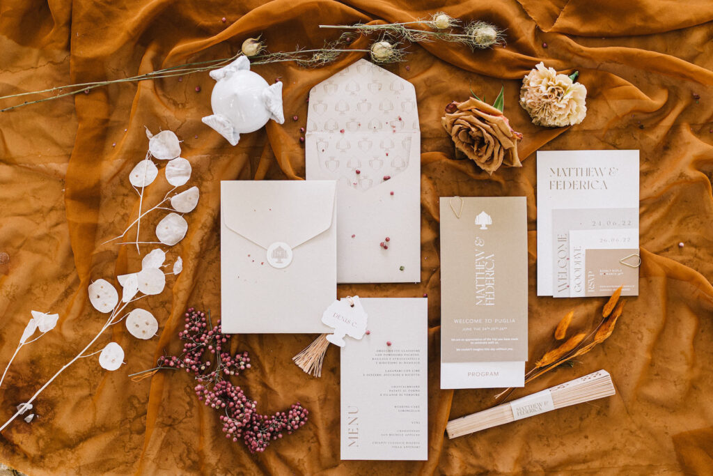 Destination wedding Puglia stationary matteo lomonte